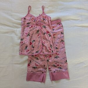 Limited Too pink satin puppy love two-piece pajama PJ set kid/child size 8